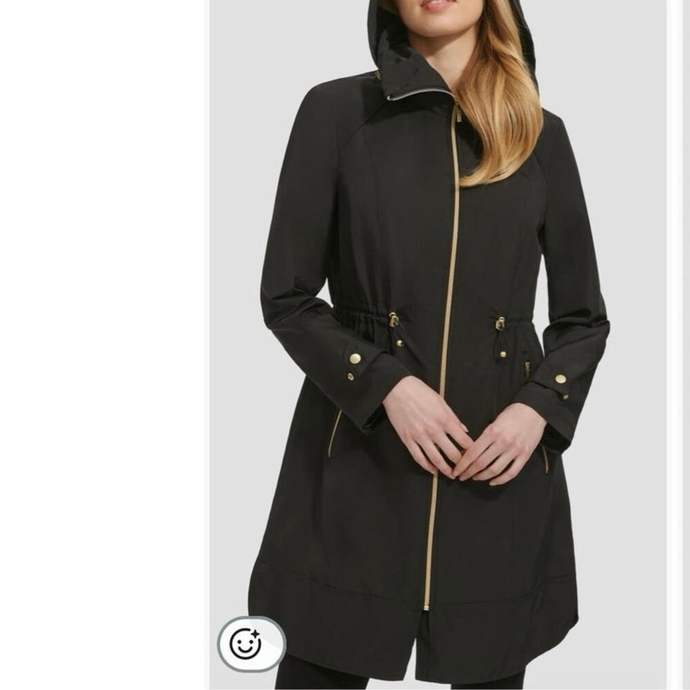 Women’s Cole Haan Travel Packable Hooded Rain Jacket in Black SZ XS